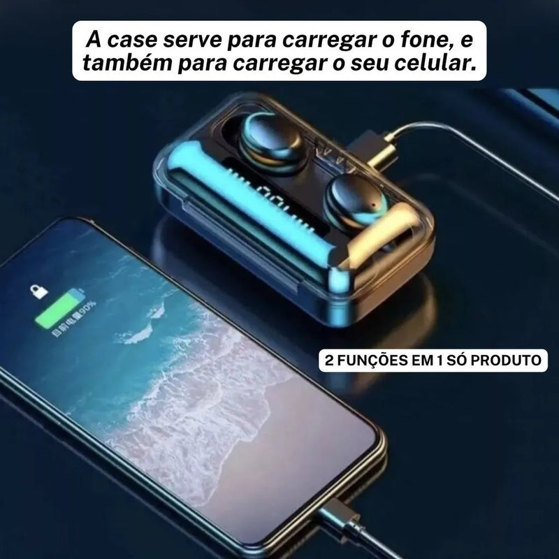 🎧 Fone de Ouvido Sem Fio F9-5 – Display LED, Power Bank e Áudio Premium