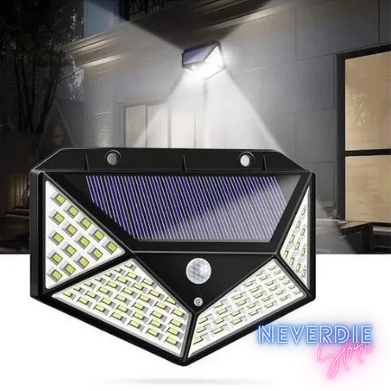 🌞 Luminária de Emergência Solar 100 LEDs – Sensor de Presença, 3 Funções, Envio Imediato